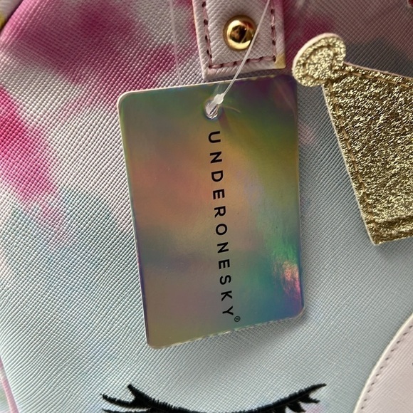 Under‎ One Sky Pastel Tie Dye Princess Unicorn with Poms Pointed Ears Purse Bag - Picture 10 of 10